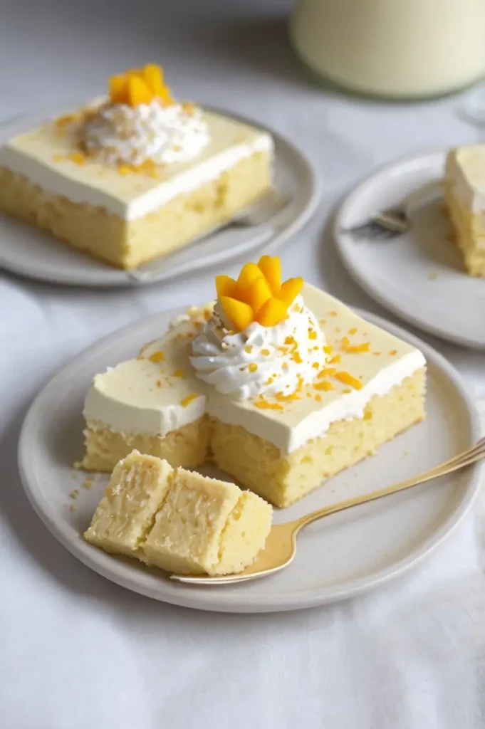 This Mango Lassi Tres Leches Cake is a mouthwatering twist on the classic Latin American tres leches cake, infusing the rich, creamy flavors of mango lassi into each bite.