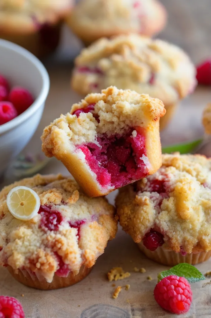 Lemon Raspberry Streusel Muffins 4