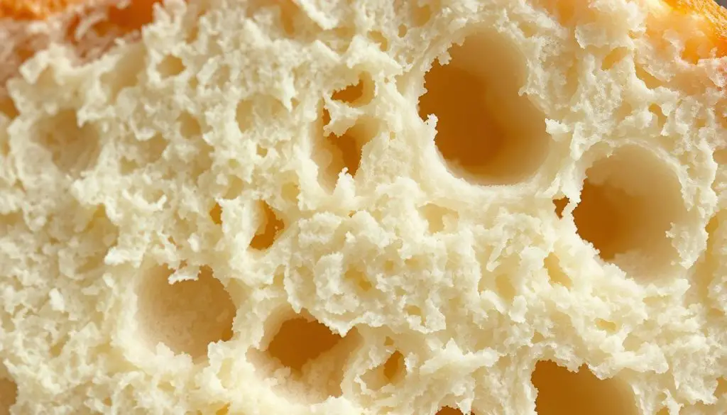 Close-up of soft fluffy interior of French bread showing perfect texture Close-up of soft fluffy interior of French bread showing perfect texture