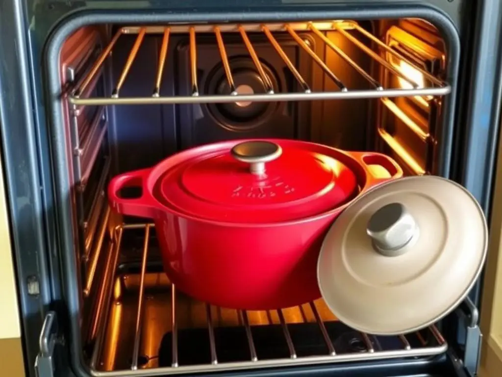 Dutch oven preheating in the oven for Costco cranberry walnut bread recipe Dutch oven preheating in the oven for Costco cranberry walnut bread recipe