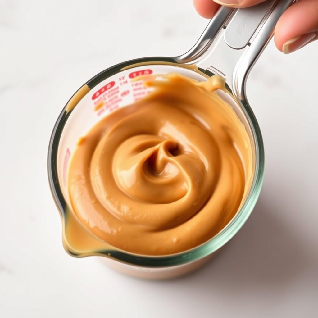 Peanut butter being measured for 4-Ingredient No-Bake Chocolate Chip Protein Breakfast Balls Peanut butter being measured for 4-Ingredient No-Bake Chocolate Chip Protein Breakfast Balls