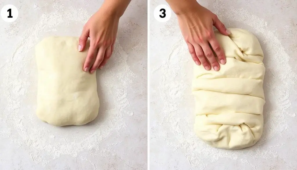Shaping soft fluffy French bread dough into loaves Shaping soft fluffy French bread dough into loaves