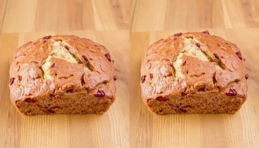Side-by-side comparison of homemade and Costco cranberry walnut bread Side-by-side comparison of homemade and Costco cranberry walnut bread