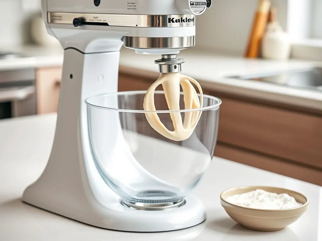 Stand mixer with dough hook attachment for making soft fluffy French bread Stand mixer with dough hook attachment for making soft fluffy French bread