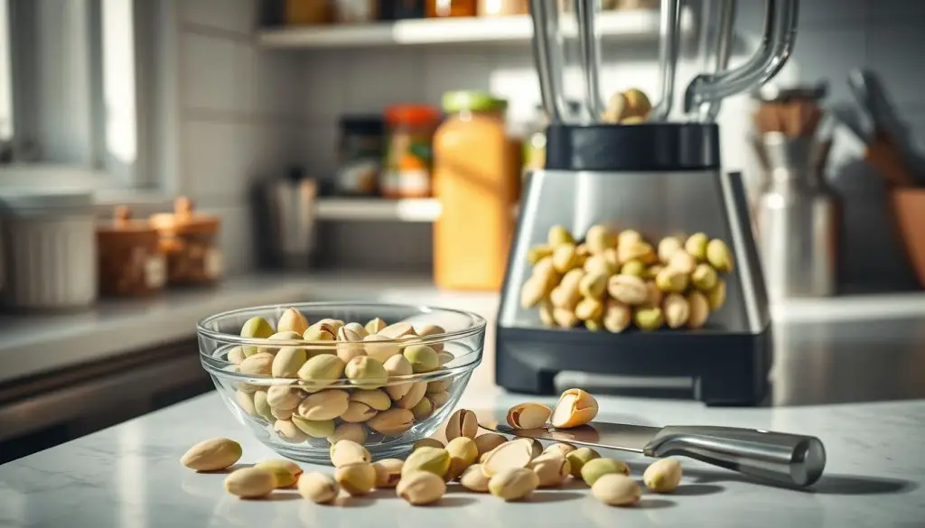 making pistachio cream