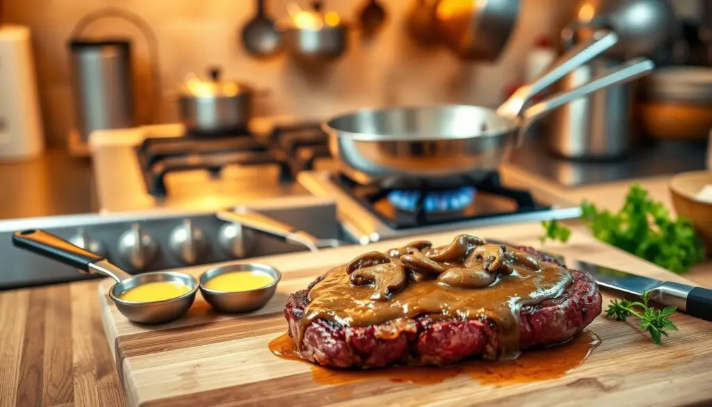 kitchen equipment for Steak Diane