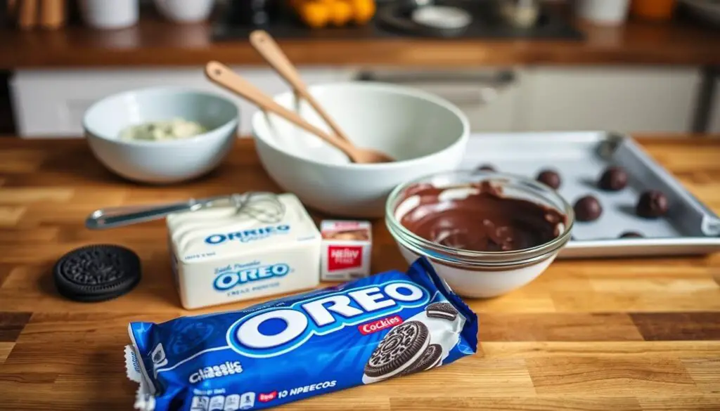 3-Ingredient Oreo Balls recipe ingredients and tools