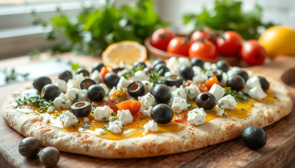 Greek Feta and Olive Flatbread