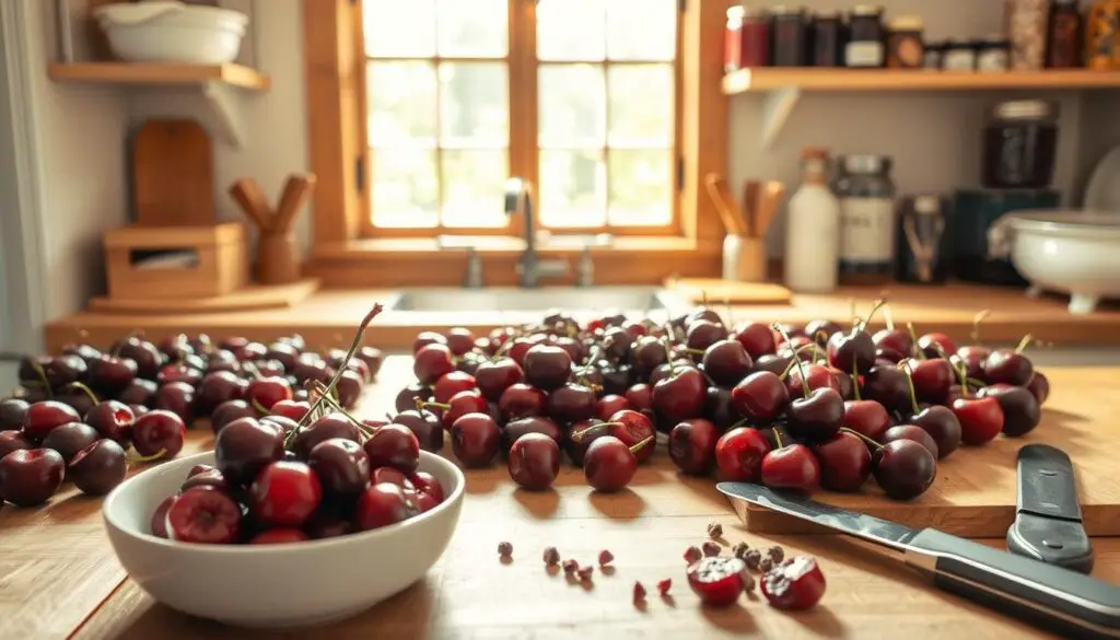 preparing cherries